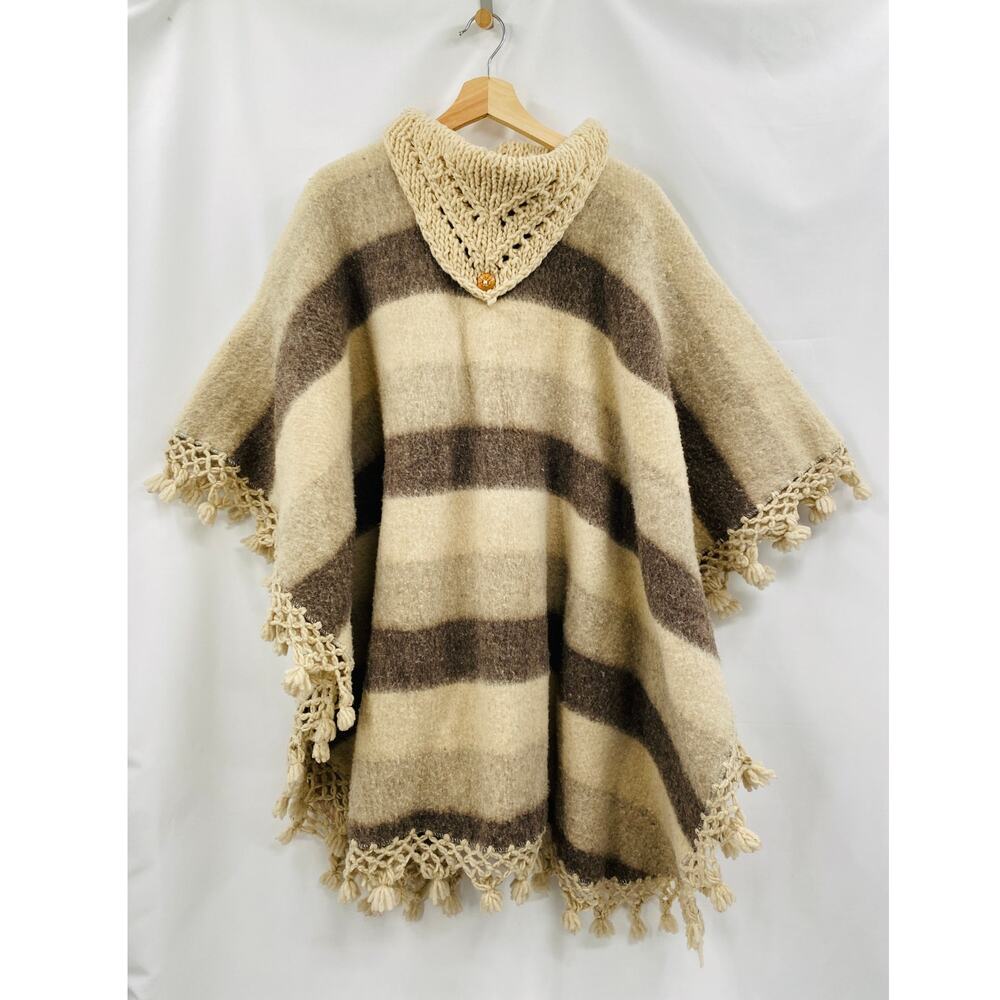 vintage wool striped‎ poncho